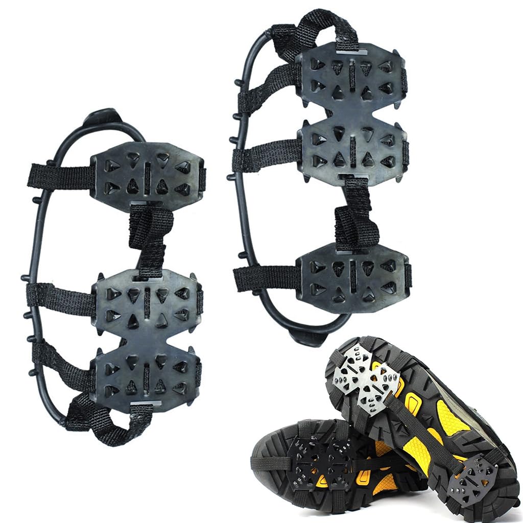 GUSTAVE 1 Pair Ice Cleats for Shoes 24 Manganese Steel Spikes Design Ultra Strong Traction Anti-skid Ice Cleats Adjustable Ice Cleats for Men Women Outdoor Ice Cleats for Walking, Trekking, Hiking, L GUSTAVE 1 Pair Ice Cleats for Shoes 24 Manganese Steel Spikes Design Ultra Strong Traction Anti-skid Ice Cleats Adjustable Ice Cleats for Men Women Outdoor Ice Cleats for Walking, Trekking, Hiking, L